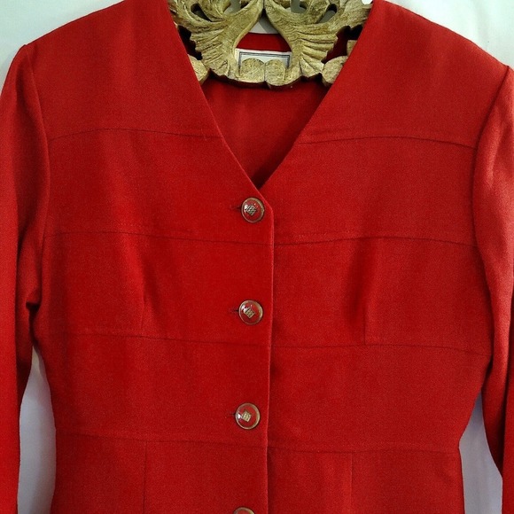 Misty Lane Dress Women's Size 10 Bright Red Wool Blend Long Sleeved Maxi Holiday - Picture 3 of 6